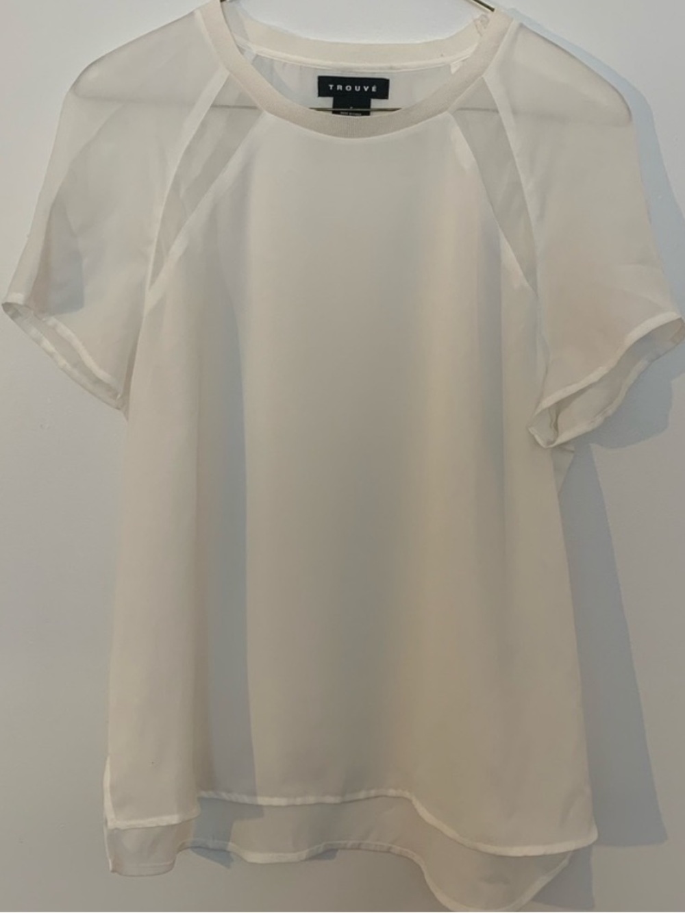 Trouve White Sheer Short-Sleeve